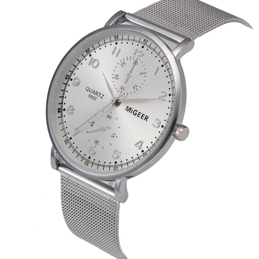 MIGEER 2018 Mens Metal Mesh Band Watches Business Men Luxury Stainless Steel Analog Quartz Wrist Watch Male Clock Relogio #LH