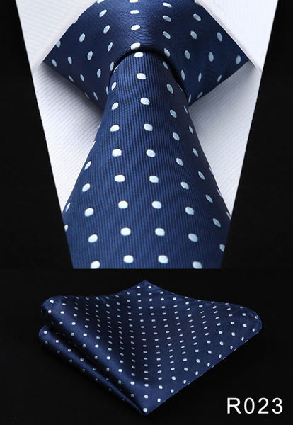 Polka Dot 3.4" 100%Silk Wedding Jacquard Woven Men Tie Necktie Pocket Square Handkerchief Set Suit #RD1