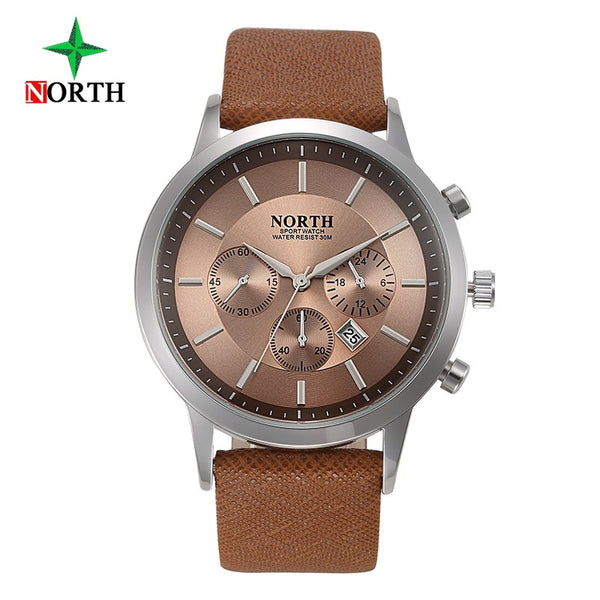 North Luxury Men Watches Waterproof Genuine Leather Fashion Casual Wristwatch Man Business Sport Clock Classic Blue Silver 6009