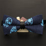 AWAYTR Classic Black Skull Printted Neck Tie for Wedding Men Fashion Business Bow Tie Neckwear Denim Print Bowtie 12*6cm