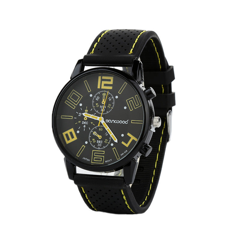 Hot Sales 2015 Men's Casual Sports Stainless Steel Silicone Band Quartz Analog Wrist Watch