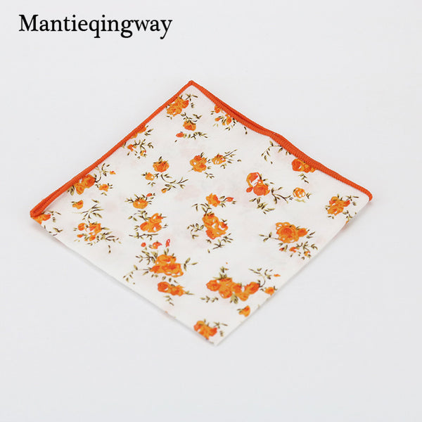 Mantieqingway Style Wedding Party Paisley & Floral Pocket Square for Mens Suit Cotton Blue & Red Handkerchiefs 24cm Chest Towel