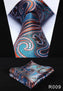 Paisley Floral 3.4" 100%Silk Wedding Jacquard Woven Men Tie Necktie Pocket Square Handkerchief Set Suit #RF1