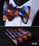 Check Polka Dot Silk Jacquard Woven Men Butterfly Self Bow Tie BowTie Pocket Square Handkerchief Hanky Suit Set G5