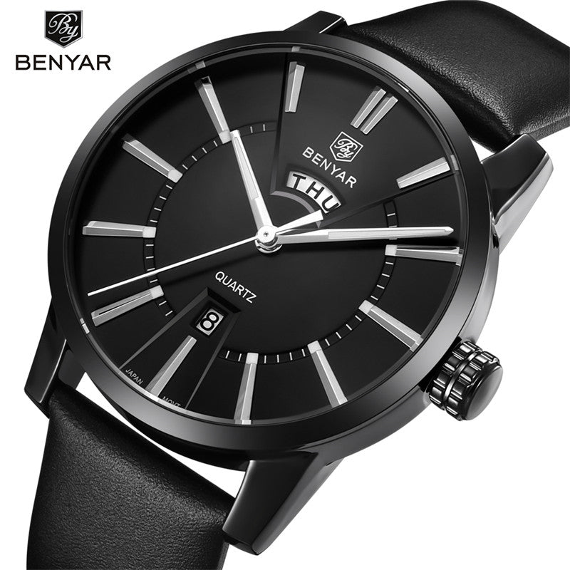 BENYAR Simple Fashion Casual Men Watches Top Brand Luxury week calendar Quartz Watch Business Male New Clock Relogio Masculino