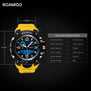 BOAMIGO Brand Men Sports Watches LED Digital Analog Wrist Watch Swim Waterproof Yellow Rubber Gift Clock Relogios Masculino