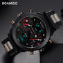 men watches BOAMIGO brand 3 time zone military sports watches male LED digital quartz wristwatches gift box relogio masculino