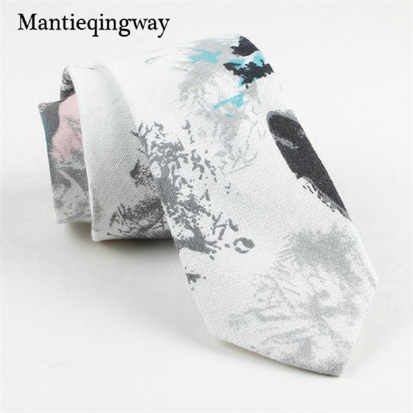 Mantieqingway 7cm Animals Birds Pattern Neck Ties For Mens Cotton Floral Necktie for Wedding Skinny Gravata Masculina Cravat