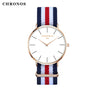Luxury Brand CHRONOS Rose Gold Silver Men Women Watches Leather Nylon Quartz Wrist Watch Unisex Clock Relogio Masculino Feminino