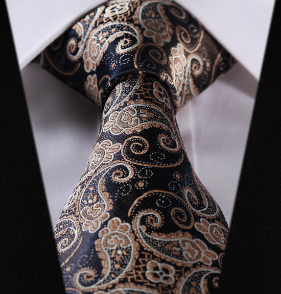 TF2005B8 Blue Floral Paisley 3.4" 100% Silk Jacquard Woven Classic Man's Tie Necktie