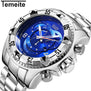 TEMEITE Mens Big dial watches luxury gold stainless steel quartz wristwatches waterproof calendar male clock Relogio Masculino