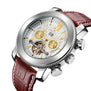MG. ORKINA Big Case Man Watch Tourbillon Mechanical Male Clock Auto Date Timepiece Leather Strap Display Relogio Masculino