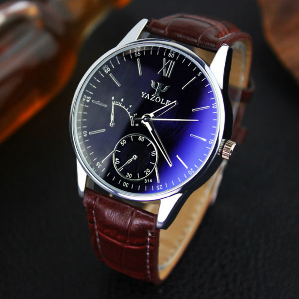 YAZOLE Watches Men Luxury Brand Waterproof Analog Stainless Steel Leather Casual Business Quartz Watches Relogio Masculino