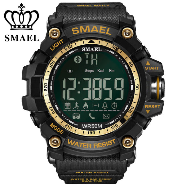 SMAEL Luxury Brand Smart Watch Men With BT Call/ SMS /Twitter/ Facebook/ Whatsapp/ Skype Reminder Sports Steps Counting Watch