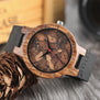 Zebra/Cork Slag/Broken Leaves Face Wood Watch Men Nature Wooden Creative Watches Simple Genuine Leather Band Quartz Clock Gift