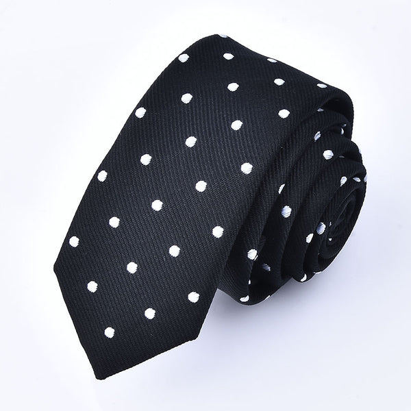 1Piece Korean British Style 5cm Neck Tie Slim Narrow Casual Dot Striped Party Club Salon Pub For Men Women Groom Waiter Waitress