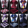 Check 3.4" Silk Fashion Mens Extra Long Tie Necktie Handkerchief Set #Q5 Pocket Square Classic Party Wedding