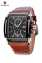 BADACE Brand Leather Strap Mens Watches Hours Casual Square Clock Japan Movt Quartz Men Watch Luxury Business Wrist Watch 2098