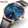 Men luxury brand quartz watches leather strap minimalist ultra-thin waterproof watch fashion wrist watch with high quality