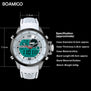 BOAMIGO Brand Men Dual Time Digital Watch Sports Watches Rubber Analog Quartz Watch White Chronograph Wristwatches Reloj Hombre