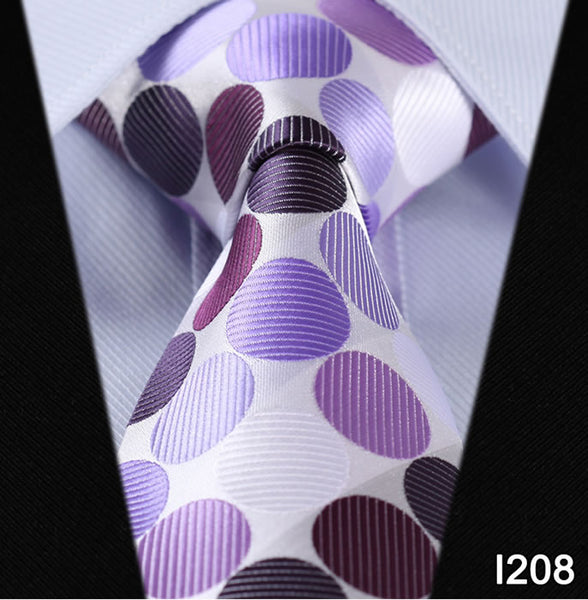 Paisley Check Dot 3.4" 100%Silk Wedding Jacquard Woven Men Classic Man's Tie Necktie #I2