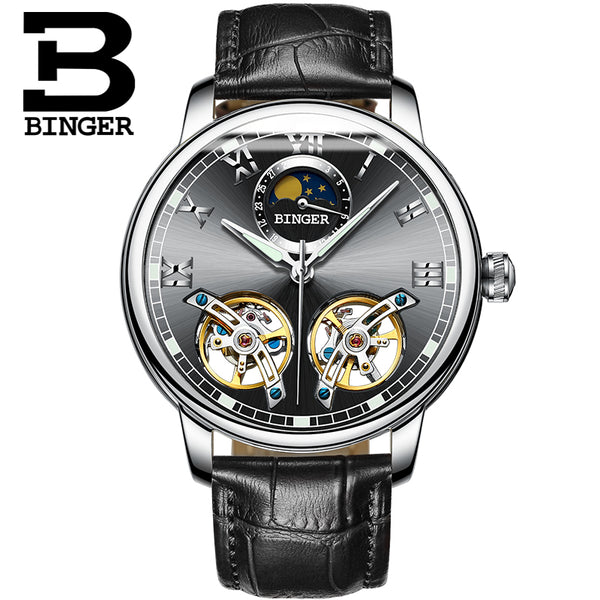 Switzerland watches men luxury brand BINGER sapphire Water Resistant toubillon full steel Mechanical Wristwatches B-8607M-4