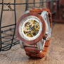 BOBO BIRD Wood&Steel Exposed Mechanical Watch Wooden Band Vintage Bronze Skeleton Male Antique Steampunk Casual Automatic