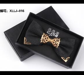 Korean Formal Mens Bow Tie With Metal Decorate Groomsman Groom Bow Ties For Men Wedding Party Bowtie Gift Box Butterfly Neckwear