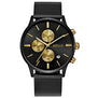 BAOGELA Men's Watch Waterproof, Analog Quartz Wrist Watches Gold With Black Stainless Steel Mesh Band, Chronograph Date 1611