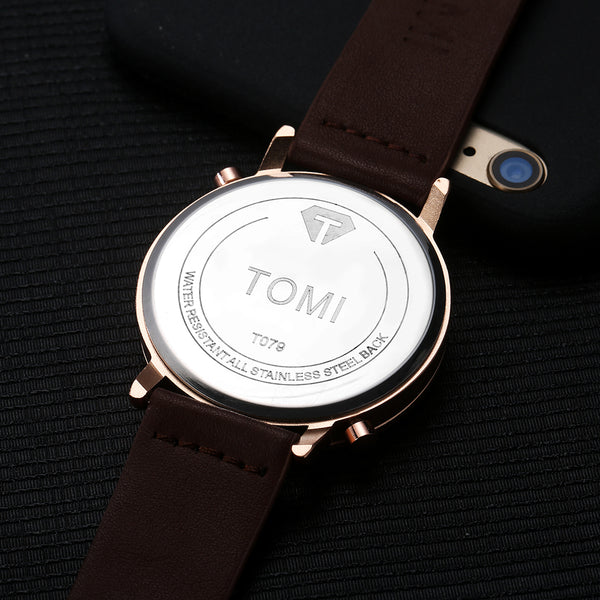 TOMI Minimalist Design Switzerland Watches Carnival Luxury Brand Watch New Men Business Quartz Watch Casual Leather Wristwatches