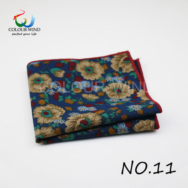 Genuine Yiyanyang Cotton Floral Pocket Square 9.05 Inch Camo Color Polyester Paisley Handkerchief Tie For Men Gift Gentle Hanky