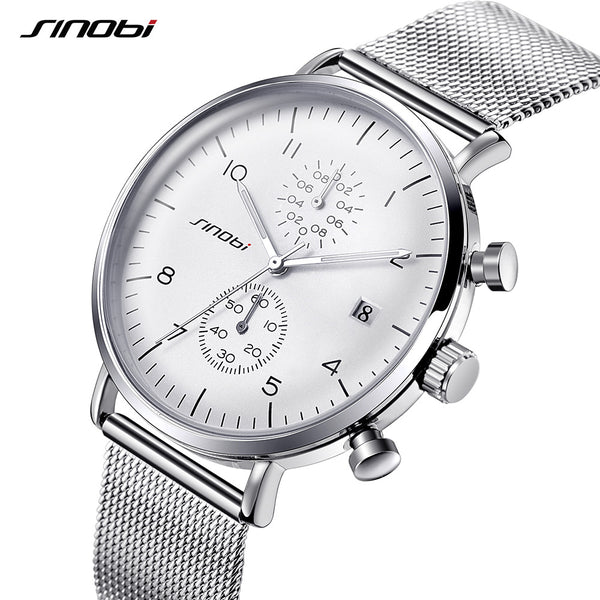 SINOBI New Men Watch Brand Business Watches For Men Ultra Slim Style Wristwatch JAPAN Movement Watch Male Relogio Masculino