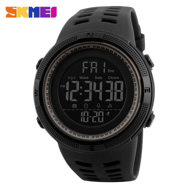 SKMEI Chronograph Sports Watches Men Silicone Countdown LED Digital Watch Military Waterproof Wristwatches Alarm Clock Male 1251