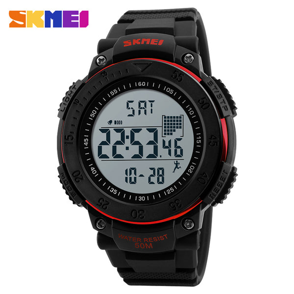 SKMEI Brand LED Digital Watch Men Pedometer Wristwatch Multifunctional Waterproof Military Sports Watches Relogio Masculino