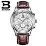 Switzerland BINGER men's watch luxury brand Quartz waterproof genuine leather strap auto Date Chronograph clock BG6019-M