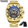 TEMEITE 2017 Men's Sports Quartz Watches Analog Date Men Gold Watches Stainless Steel Wristwatches Waterproof Relogio Masculino