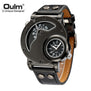 OULM Brand Luxury Brand Watches Men Army Military Dual Time Movement Mens Leather Starp Quartz Wrist Watch relogio masculino