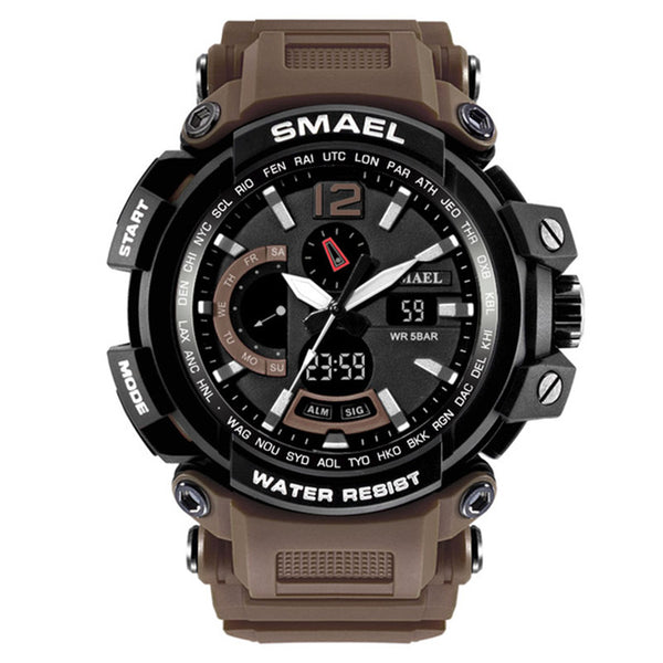 SMAEL Brand Fashion LED Watch 50M Waterproof Analog Quartz Dual Display Watch Military Sports Men's Watches Relogio Masculino