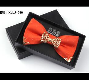 Korean Formal Mens Bow Tie With Metal Decorate Groomsman Groom Bow Ties For Men Wedding Party Bowtie Gift Box Butterfly Neckwear