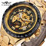 2017 WINNER Men Gold Watches Automatic Mechanical Watch Male Skeleton Wristwatch Stainless Steel Band Luxury Brand Sports Design