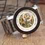 BOBO BIRD Wood&Steel Exposed Mechanical Watch Wooden Band Vintage Bronze Skeleton Male Antique Steampunk Casual Automatic