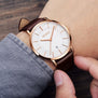 Men Watches Luxury Brand Olevs Quartz Genuine Leather Strap Minimalist Ultrathin Wrist Watches Waterproof High Quality Relogio