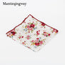 Mantieqingway Style Wedding Party Paisley & Floral Pocket Square for Mens Suit Cotton Blue & Red Handkerchiefs 24cm Chest Towel