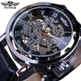 Winner Black Gold Male Clock Men Relogios Skeleton Mens Watches Top Brand Luxury Montre Leather Wristwatch Men Mechanical Watch