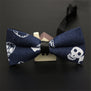 AWAYTR Classic Black Skull Printted Neck Tie for Wedding Men Fashion Business Bow Tie Neckwear Denim Print Bowtie 12*6cm