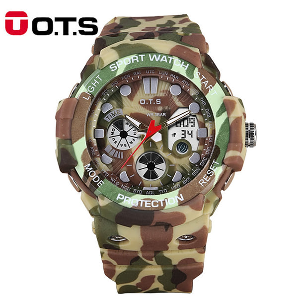 OTS New Arrival Men Sports Watches LED Digital-Watch Fashion Outdoor Waterproof Climbing Rubber Army Military Watch Reloj Hombre