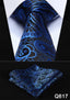 Pocket Square Classic Party Wedding Floral 3.4" Silk Wedding Mens Extra Long Tie XL Necktie Handkerchief Set #Q6