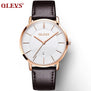 OLEVS Ultra thin Fashion Male Wristwatch Leather Watchband Business Watches Waterproof Scratch-resistant Men Watch Clock G5869P