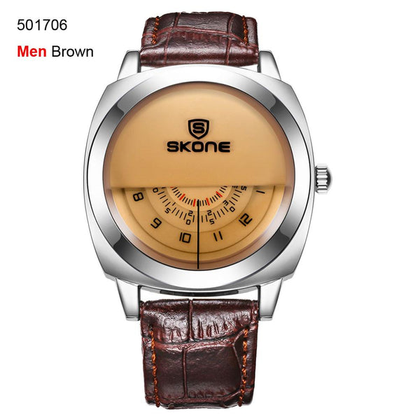 2016 Hot!Casual SKONE Genuine Men & Women Brand Wristwatches Special design Military Leather Sports Watch Relogio Masculino