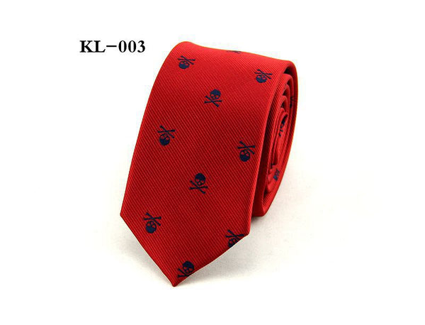 Mantieqingway Neck Ties for Men 6cm SKinny Polyester Silk Neckties Skull Print Business Neckwear Corbatas Wedding Suits Gravatas